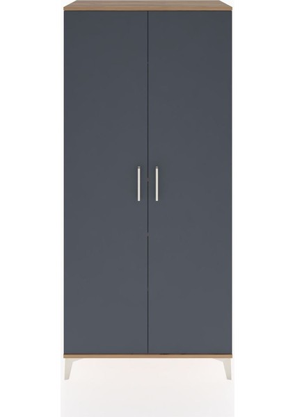 Hyperion Dolap 3 Raflı 2 Kapaklı Tek Askılı 88X44X195 Çam-Antrasit