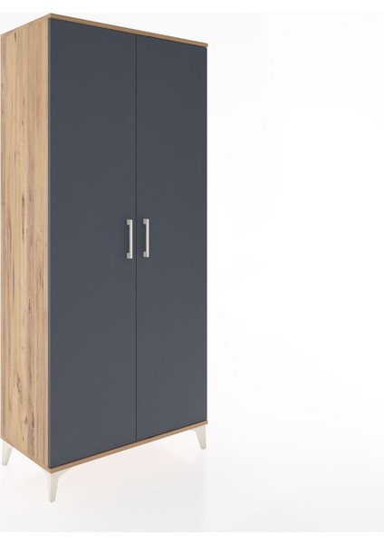 Hyperion Dolap 3 Raflı 2 Kapaklı Tek Askılı 88X44X195 Çam-Antrasit fiyatları
