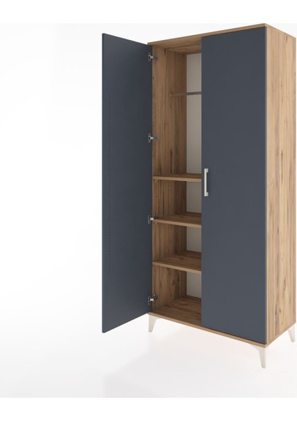 Hyperion Dolap 3 Raflı 2 Kapaklı Tek Askılı 88X44X195 Çam-Antrasit fırsatları