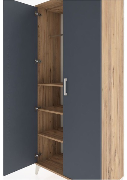 Hyperion Dolap 3 Raflı 2 Kapaklı Tek Askılı 88X44X195 Çam-Antrasit indirimleri