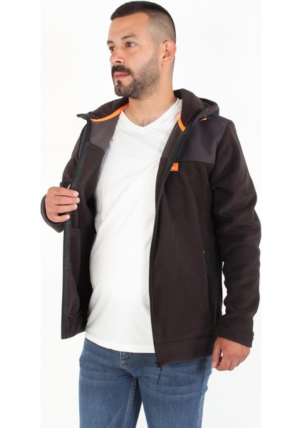 6044 Kapşonlu Fermuarlı Polar Mont
