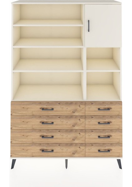 Hyperion Dolap 8 Raflı 8 Çekmeceli Tek Kapaklı 132X44X195 Aytaşı-Aytaşı/çam