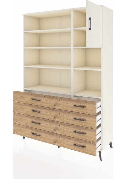 Hyperion Dolap 8 Raflı 8 Çekmeceli Tek Kapaklı 132X44X195 Aytaşı-Aytaşı/çam modelleri