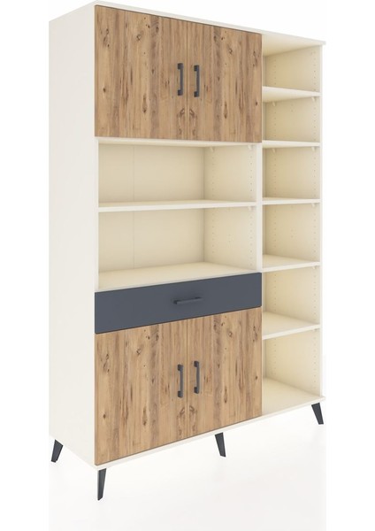 Hyperion Dolap 10 Raflı Tek Çekmeceli 4 Kapaklı 132X44X195 Aytaşı-Çam/antrasit fiyatları