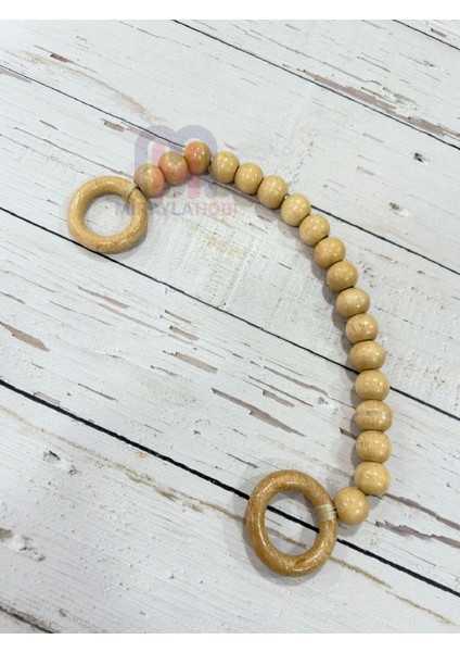Ahşap Boncuklu Çanta Askısı Naturel 40 cm 1 Adet