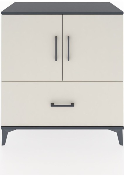 Hyperion Şifonyer Tek Raflı Tek Çekmeceli 2 Kapaklı 88X44X96 Antrasit-Aytaşı