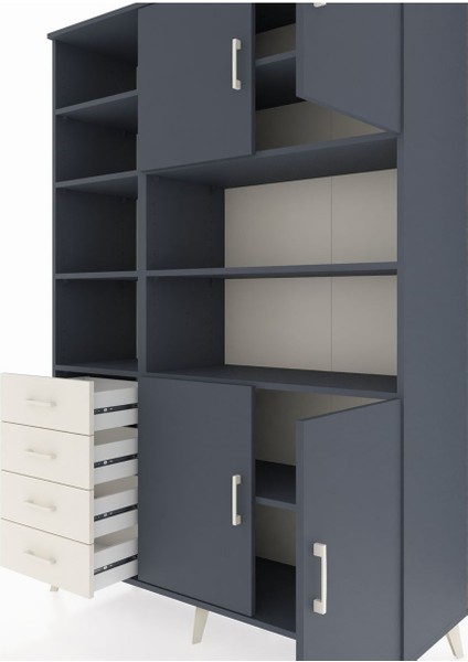 Hyperion Dolap 9 Raflı 4 Çekmeceli 4 Kapaklı 132X44X195 Antrasit-Antrasit/aytaşı fırsatları