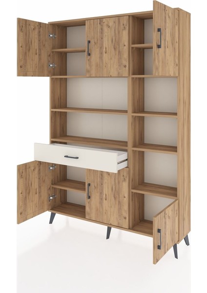 Arges Dolap 10 Raflı Tek Çekmeceli 6 Kapaklı 132X30X195 Çam-Çam/aytaşı modelleri