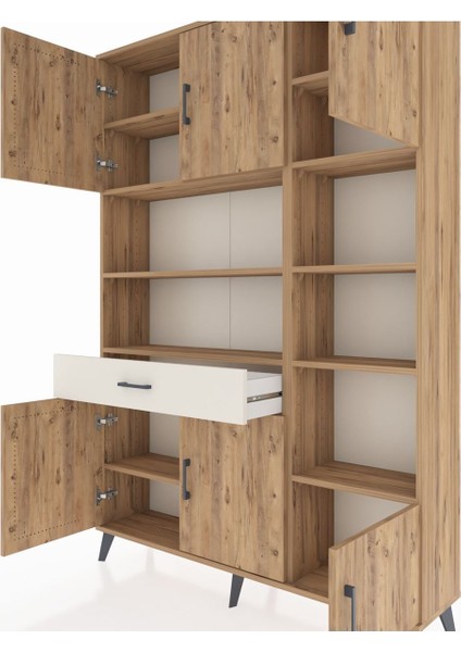 Arges Dolap 10 Raflı Tek Çekmeceli 6 Kapaklı 132X30X195 Çam-Çam/aytaşı fırsatları