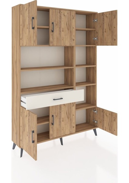 Arges Dolap 10 Raflı Tek Çekmeceli 6 Kapaklı 132X30X195 Çam-Çam/aytaşı indirimleri