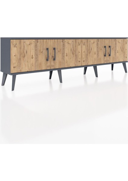 Arges Tv Ünitesi 2 Raflı 4 Kapaklı 176X30X51 Antrasit-Çam/çam fiyatları