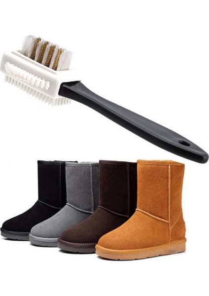 Çift Taraflı Pratik Taşınabilir Süet Nubuk Deri Çizme Bot Ayakkabı Temizleme Bakım Fırçası (4801)