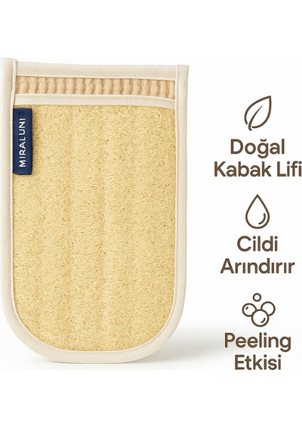 Doğal Kabak Lifi Banyo Eldiveni – Cilt Arındırıcı, Peeling Etkili, Spa Kalitesinde Duş Kesesı