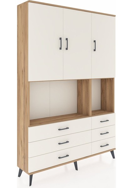Arges Dolap 6 Raflı 6 Çekmeceli 3 Kapaklı 132X30X195 Çam-Aytaşı/aytaşı fiyatları