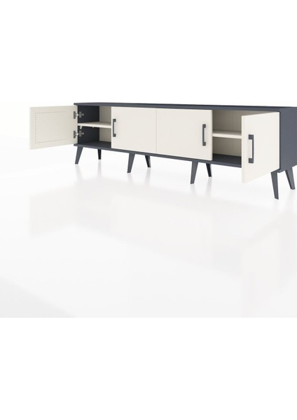 Arges Tv Ünitesi 2 Raflı 4 Kapaklı 176X30X51 Antrasit-Aytaşı/aytaşı modelleri