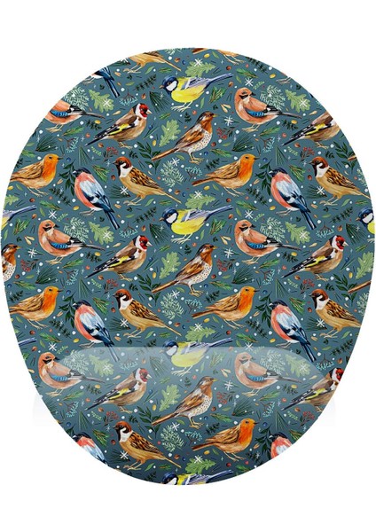 Kuş Desenli Bilek Destekli Mouse Pad