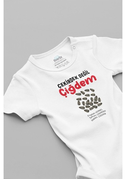 Organik %100 Pamuk Izmir Çekirdek Değil Çiğdem Baskılı Çıtçıtlı Bebek Body Badi Zıbın Tulum 5630