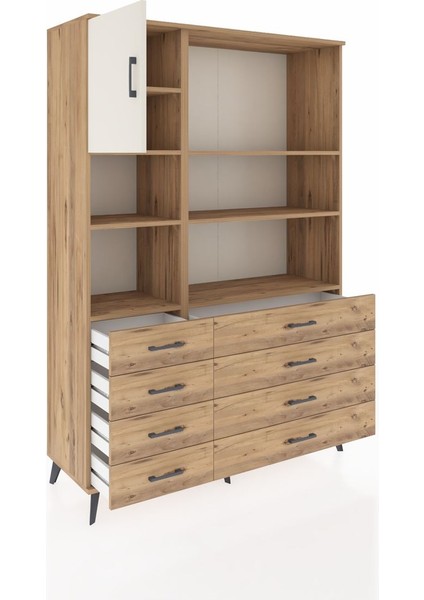 Hyperion Dolap 7 Raflı 8 Çekmeceli Tek Kapaklı 132X44X195 Çam-Aytaşı/çam indirimleri