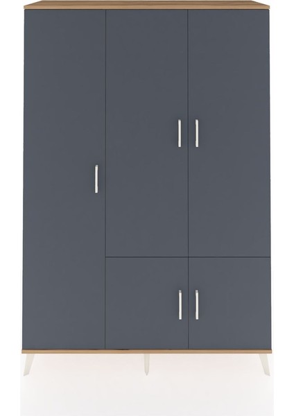 Hyperion Dolap 7 Raflı 5 Kapaklı Tek Askılı 132X44X195 Çam-Antrasit/çam