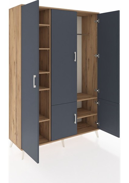 Hyperion Dolap 7 Raflı 5 Kapaklı Tek Askılı 132X44X195 Çam-Antrasit/çam indirimleri