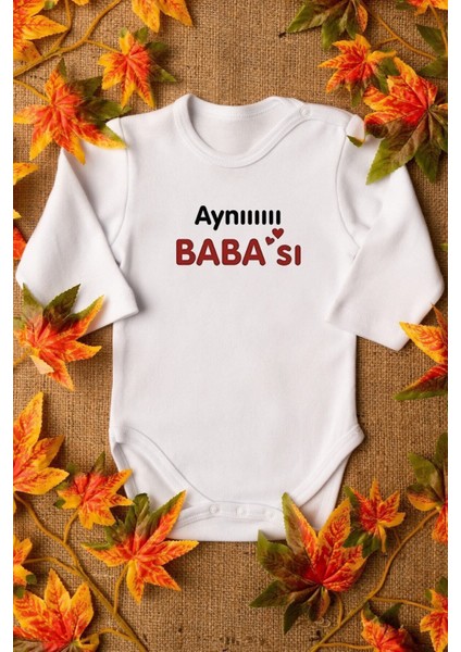 Organik %100 Pamuk Aynı Babası Baskılı Uzun Kollu Çıtçıtlı Bebek Body Badi Zıbın Tulum 5597