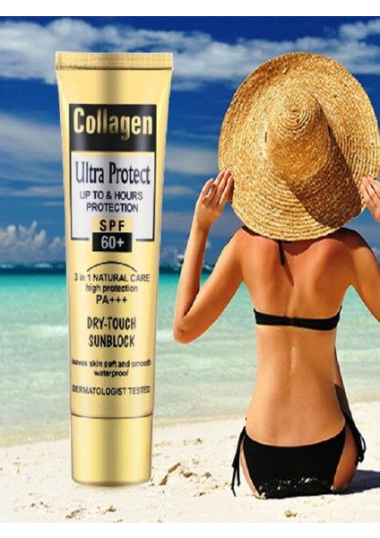 Collagen Ultra Protect Spf 60+ 3'ü 1 Arada Doğal Bakım Yüksek Korumalı Güneş Kremi 100 ml
