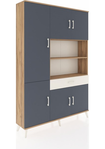 Arges Dolap 10 Raflı Tek Çekmeceli 6 Kapaklı 132X30X195 Çam-Antrasit/aytaşı fiyatları