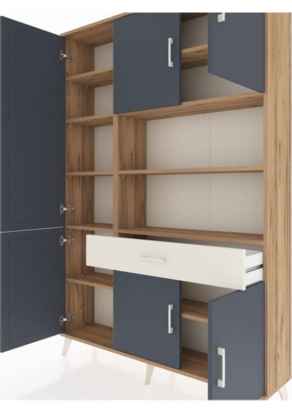 Arges Dolap 10 Raflı Tek Çekmeceli 6 Kapaklı 132X30X195 Çam-Antrasit/aytaşı fırsatları