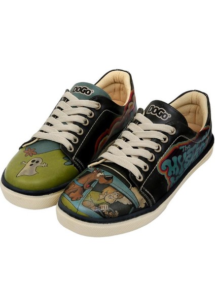 Kadın Vegan Deri Siyah Sneakers - Warner Bros Scooby Doo The Sneaky Machine Tasarım