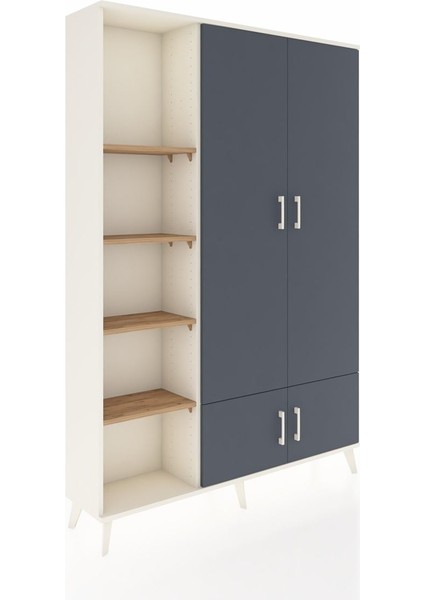 Arges Dolap 6 Raflı 4 Kapaklı Tek Askılı 132X30X195 Aytaşı-Antrasit/çam fiyatları