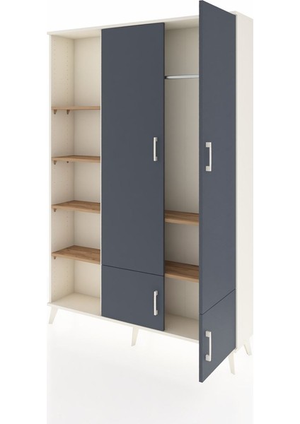 Arges Dolap 6 Raflı 4 Kapaklı Tek Askılı 132X30X195 Aytaşı-Antrasit/çam modelleri