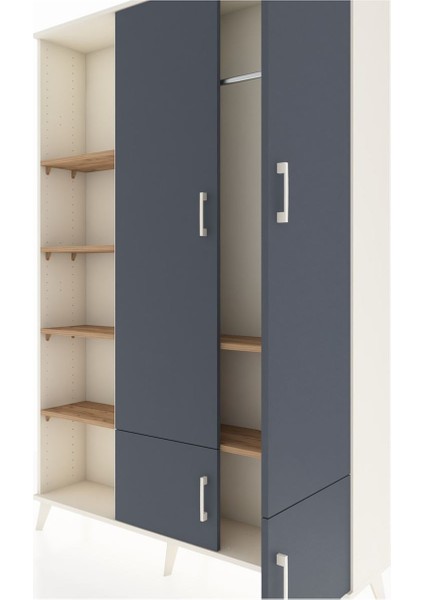Arges Dolap 6 Raflı 4 Kapaklı Tek Askılı 132X30X195 Aytaşı-Antrasit/çam fırsatları