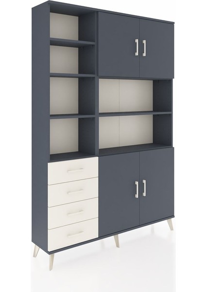 Arges Dolap 9 Raflı 4 Çekmeceli 4 Kapaklı 132X30X195 Antrasit-Antrasit/aytaşı fiyatları
