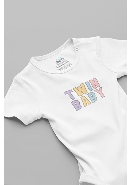 Organik %100 Pamuk Twin Baby Ikiz Bebek Body Beyaz Badi Çıtçıtlı Zıbın 5851