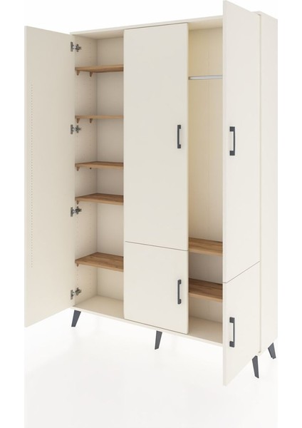 Arges Dolap 7 Raflı 5 Kapaklı Tek Askılı 132X30X195 Aytaşı-Aytaşı/çam modelleri