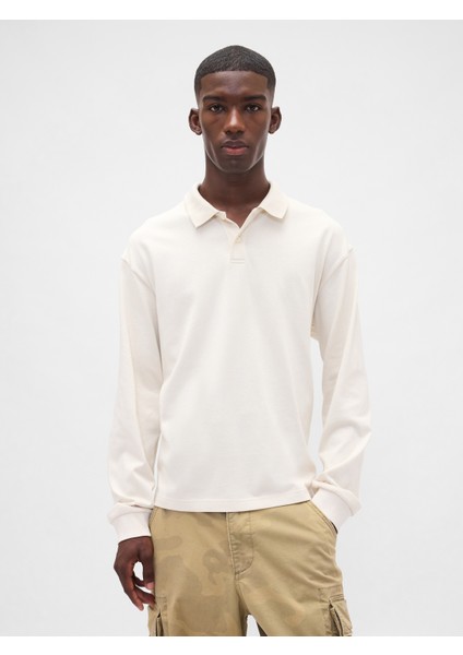 Erkek Bej Heavyweight Jersey Polo T-Shirt