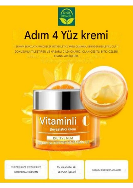 Vitamin C Yüz, Göz, Boyun, Beyazlatıcı, Canlandırıcı, , Anti Aging, Cilt Kusurları Karşıtı Set 5 Li