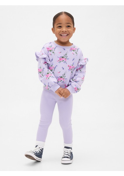 Kız Bebek Açık Lila Sweatshirt & Legging Tayt Set