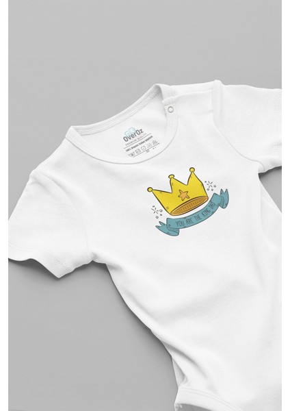 Organik %100 Pamuk King Dad Baba Baskılı Bebek Body Çıtçıtlı Badi Zıbın Tulum 5675