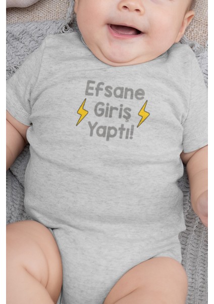 Organik %100 Pamuk Efsane Giriş Yaptı Bebek Body Çıtçıtlı Zıbın Tulum 5904-G