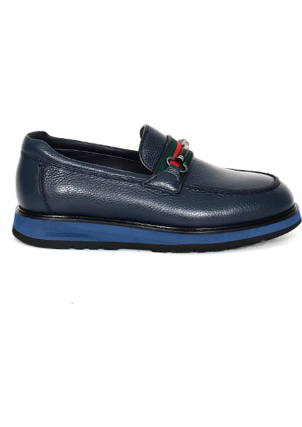 Hakiki Deri Lacivert Loafer Erkek Ayakkabı Eva Taban - 3718