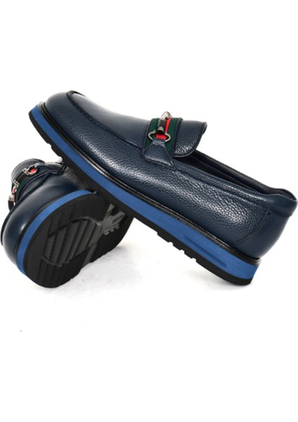 Hakiki Deri Lacivert Loafer Erkek Ayakkabı Eva Taban - 3718 indirimleri