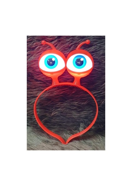 Led Işıklı & Pilli Uzaylı Göz Parti Tacı Kırmızı Renk