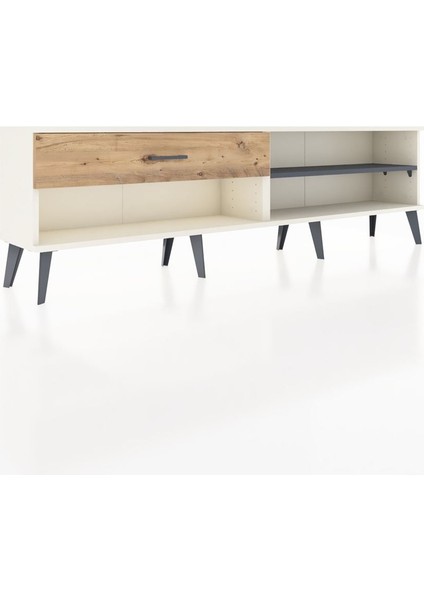 Arges Tv Ünitesi Tek Raflı Tek Çekmeceli 176X30X51 Aytaşı-Antrasit/çam fiyatları