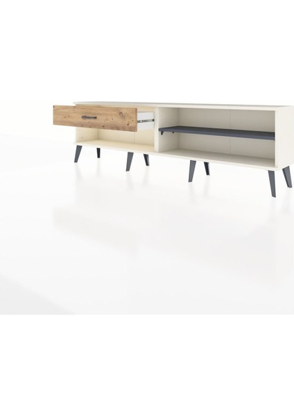 Arges Tv Ünitesi Tek Raflı Tek Çekmeceli 176X30X51 Aytaşı-Antrasit/çam modelleri