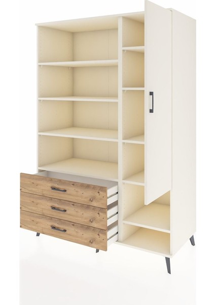 Kronos Dolap 9 Raflı 3 Çekmeceli Tek Kapaklı 132X59X195 Aytaşı-Aytaşı/çam modelleri