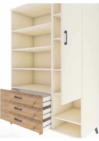 Kronos Dolap 9 Raflı 3 Çekmeceli Tek Kapaklı 132X59X195 Aytaşı-Aytaşı/çam fırsatları