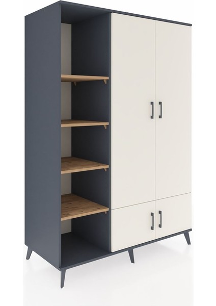 Kronos Dolap 6 Raflı 4 Kapaklı Tek Askılı 132X59X195 Antrasit-Aytaşı/çam fiyatları