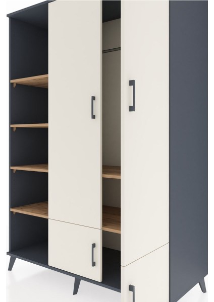 Kronos Dolap 6 Raflı 4 Kapaklı Tek Askılı 132X59X195 Antrasit-Aytaşı/çam fırsatları