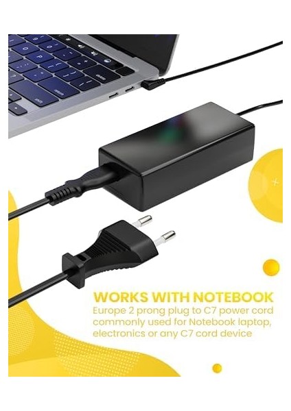 Avrupa Ab 2- Yuvalı Yazıcı Güç Kablosu Kablosu, Polarize Olmayan (IEC-320-C7 - Cee 7/16) Avrupa Seyahati Için Tv, Yazıcı, Şarj Cihazları, Ps4 Oyun Konsolu ve Daha Fazlası ile Çalışır modelleri